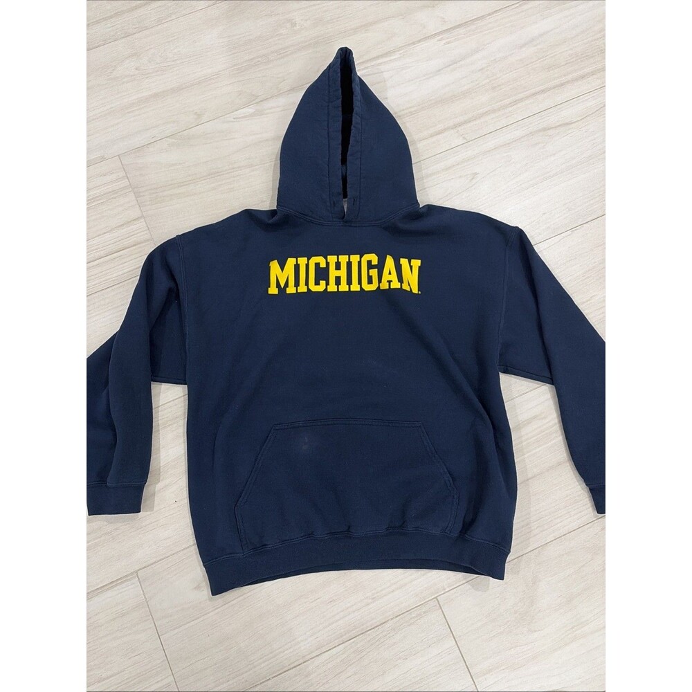Vintage University of Michigan Gildan Athletic Hoodie Sweatshirt Size XL USA